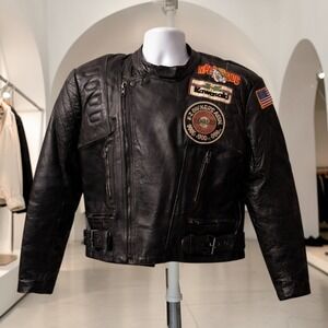 Vintage Protech Leather Apparel Marine Corps Motorcycle Jacket 46 US XL